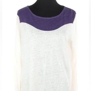 A.P.C. Women's Long Sleeve Linen  Cream and Purple Tee